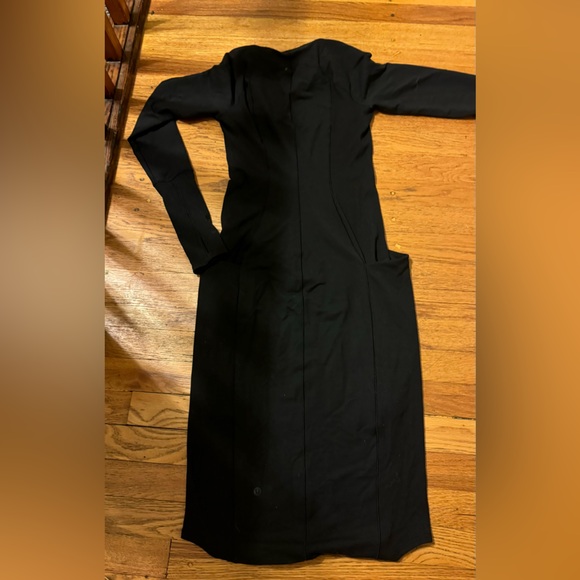 Lululemon Om and On Athletic Midi Dress Black Women XS Side Pockets Long Sleeve - Picture 6 of 10